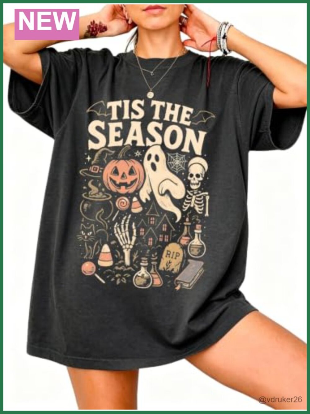 Oversized Halloween Shirt Women Spooky Season Pumpkin Ghost Tee